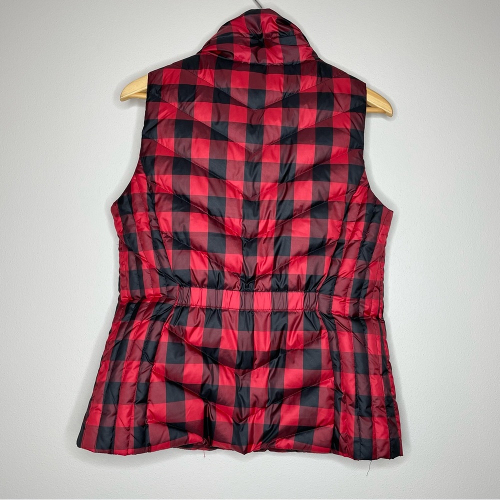 Talbots Red and Black Buffalo Plaid Quilted Down Puffer Vest - Picture 4 of 6